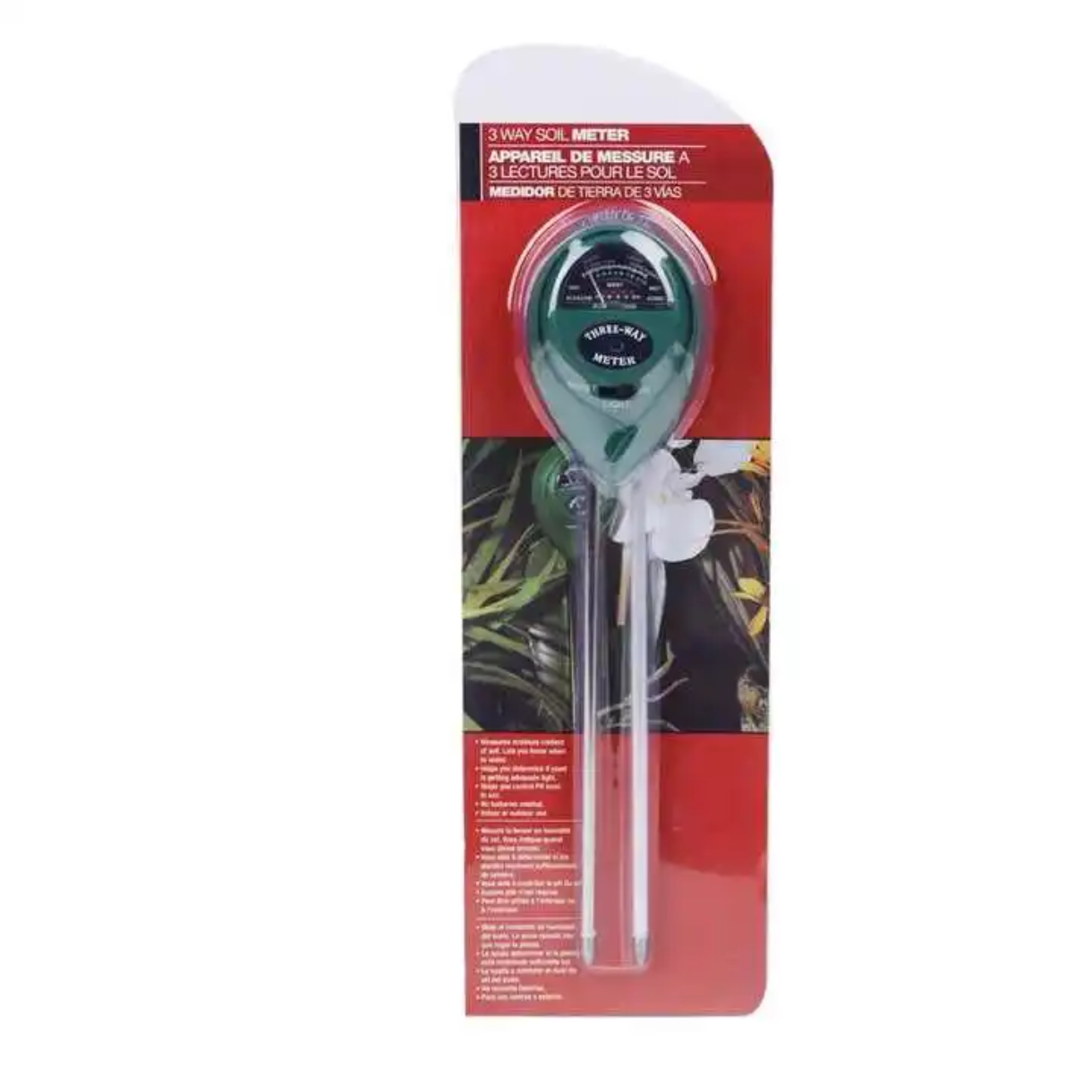 3-in-1 Soil Meter – pH, Moisture & Light Tester